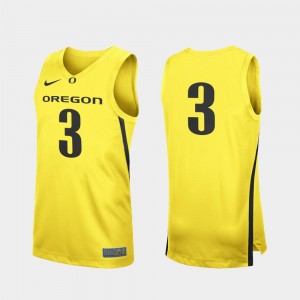 Men Replica Oregon Duck #3 Basketball college Jersey - Yellow