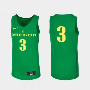 Kids Replica #3 University of Oregon Basketball college Jersey - Kelly Green